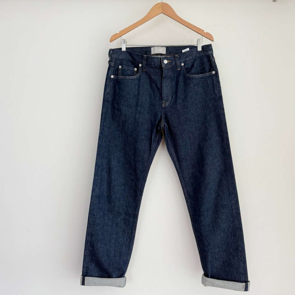 Everlane The Selvedge Jeans Mens 32x32 Straight Fit Dark Indigo Organic Cotton